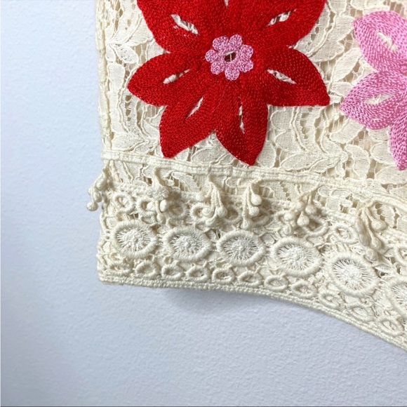 Maeve Anthropologie Ayaka Popcorn Lace Cream Floral Embroidery Skirt - Picture 6 of 16